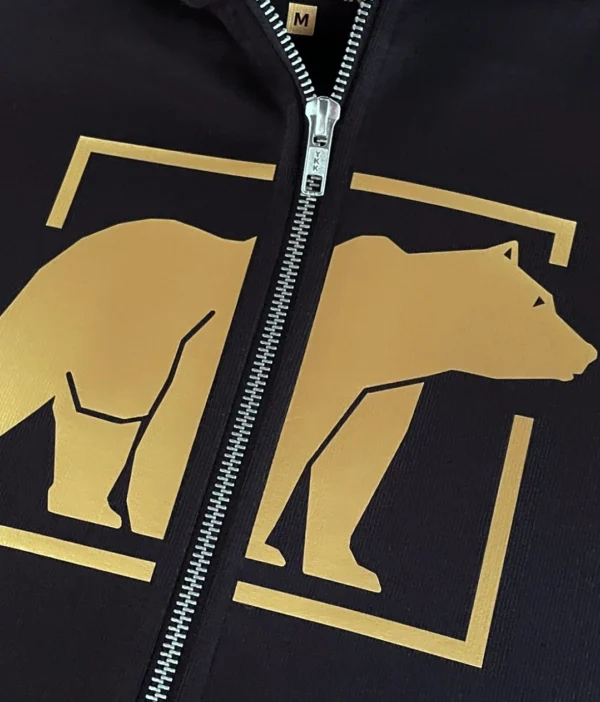 Bio Hoodie ONEBEAR (Gold) mit Reissverschluss – Bild 3